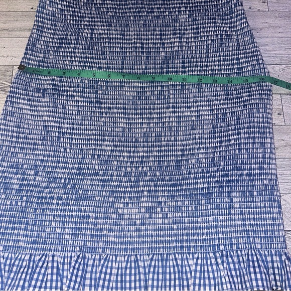 GIANNI BINI SZ XL MIA SMOCKED BLUE GINGHAM RUFFLE STRAP SLEEVELESS MINI DRESS - Picture 12 of 14